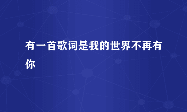 有一首歌词是我的世界不再有你