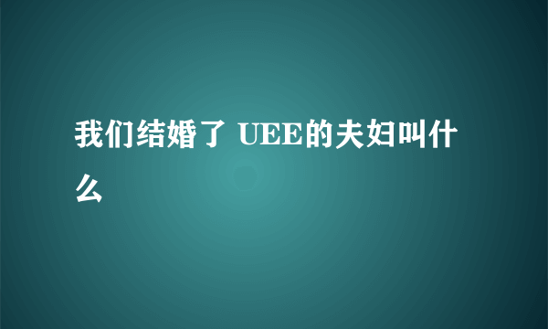 我们结婚了 UEE的夫妇叫什么