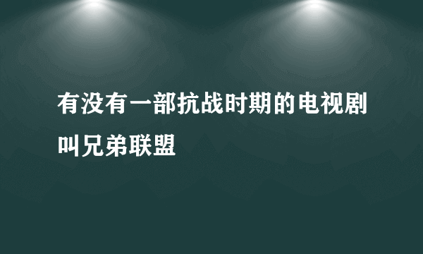 有没有一部抗战时期的电视剧叫兄弟联盟