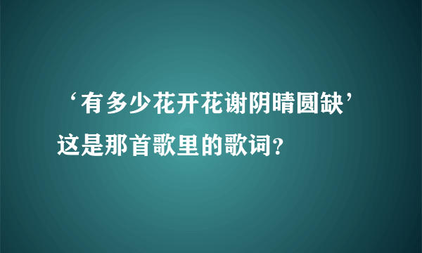 ‘有多少花开花谢阴晴圆缺’这是那首歌里的歌词？