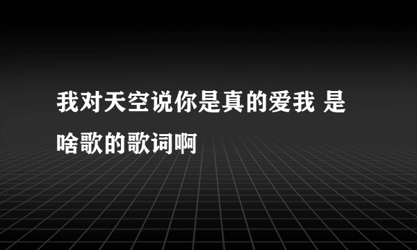 我对天空说你是真的爱我 是啥歌的歌词啊