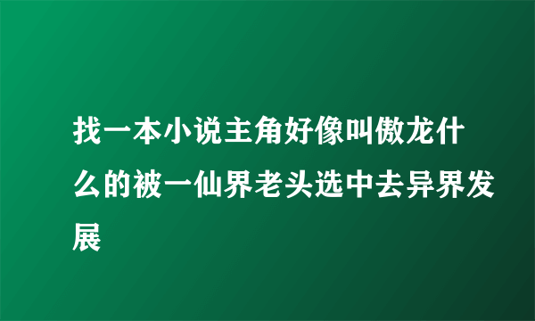 找一本小说主角好像叫傲龙什么的被一仙界老头选中去异界发展