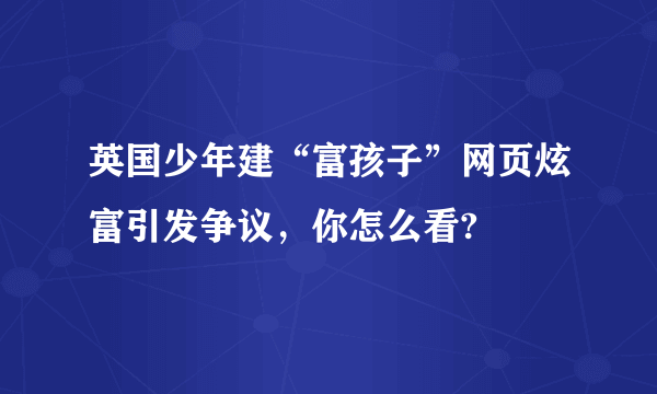 英国少年建“富孩子”网页炫富引发争议，你怎么看?