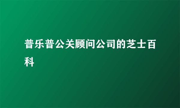 普乐普公关顾问公司的芝士百科