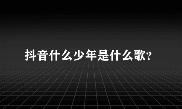 抖音什么少年是什么歌？