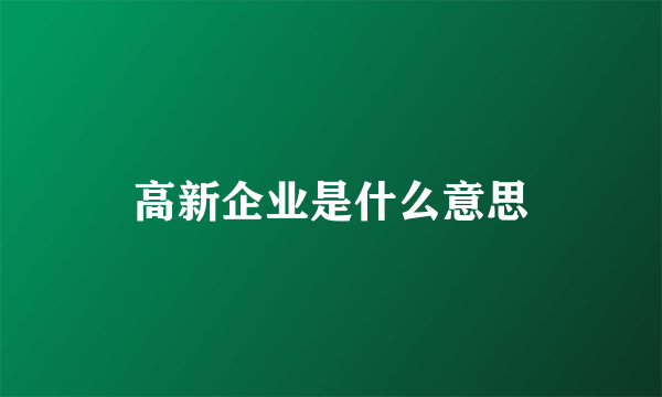 高新企业是什么意思