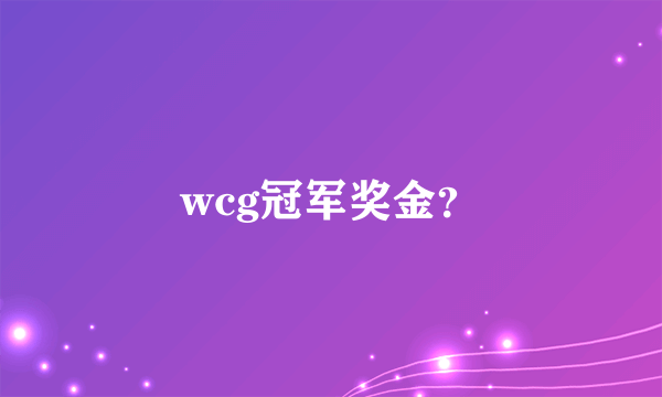 wcg冠军奖金？