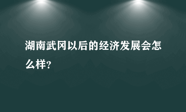 湖南武冈以后的经济发展会怎么样？