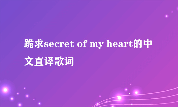 跪求secret of my heart的中文直译歌词