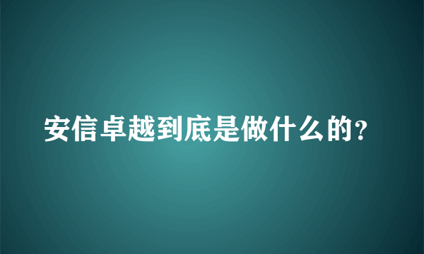 安信卓越到底是做什么的？