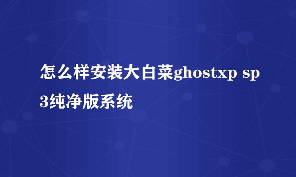 怎么样安装大白菜ghostxp sp3纯净版系统