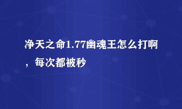 净天之命1.77幽魂王怎么打啊，每次都被秒