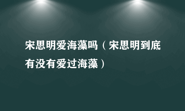 宋思明爱海藻吗（宋思明到底有没有爱过海藻）