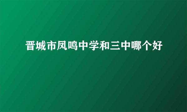 晋城市凤鸣中学和三中哪个好