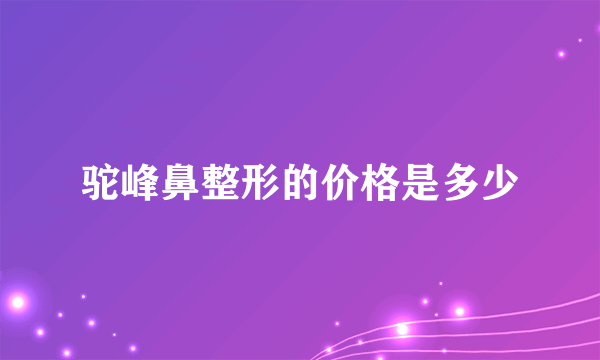 驼峰鼻整形的价格是多少