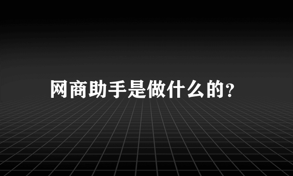 网商助手是做什么的？