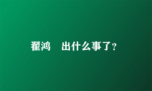 翟鸿燊出什么事了？