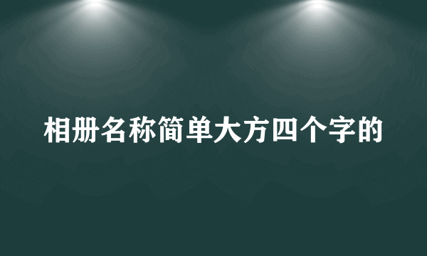 相册名称简单大方四个字的