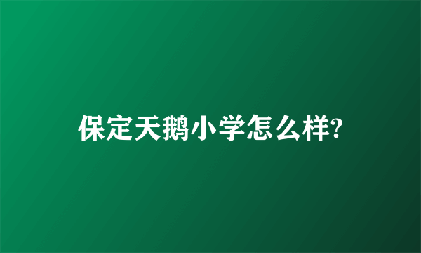 保定天鹅小学怎么样?