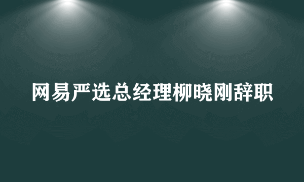 网易严选总经理柳晓刚辞职