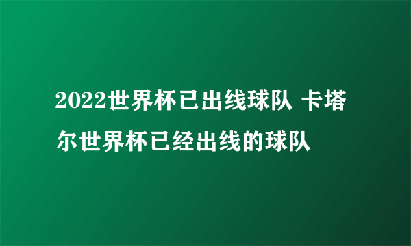 2022世界杯已出线球队 卡塔尔世界杯已经出线的球队