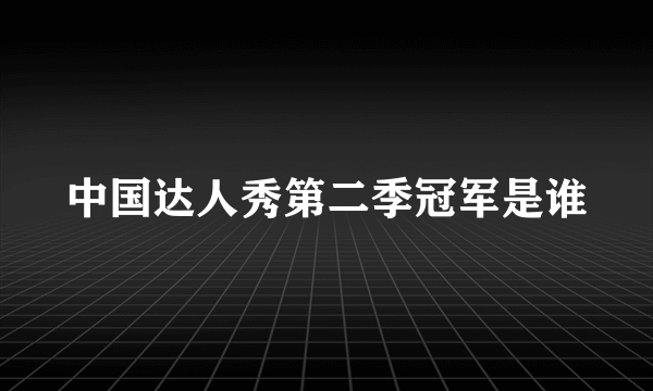 中国达人秀第二季冠军是谁