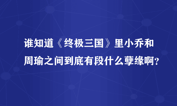 谁知道《终极三国》里小乔和周瑜之间到底有段什么孽缘啊？