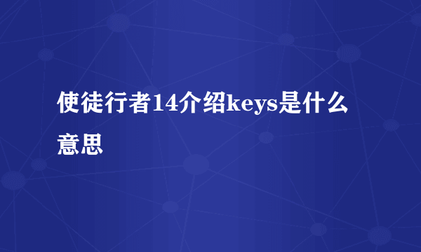 使徒行者14介绍keys是什么意思