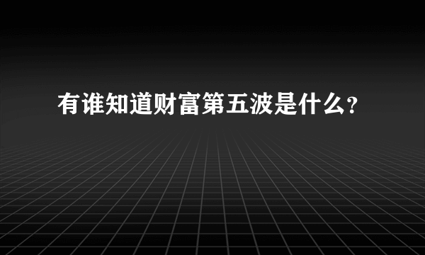 有谁知道财富第五波是什么？