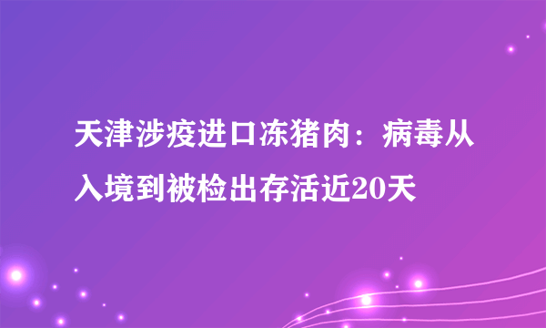 天津涉疫进口冻猪肉：病毒从入境到被检出存活近20天