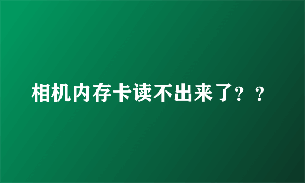 相机内存卡读不出来了？？