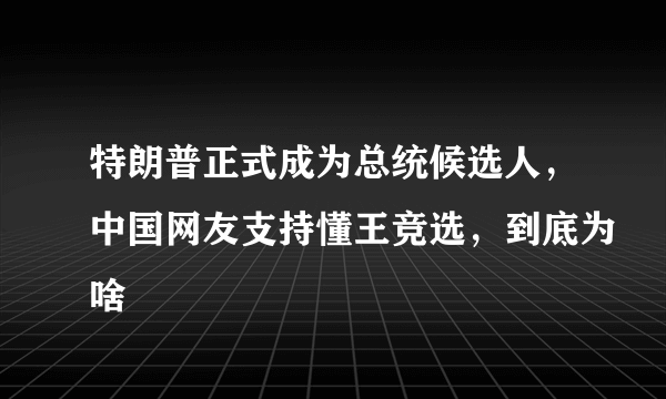 特朗普正式成为总统候选人，中国网友支持懂王竞选，到底为啥