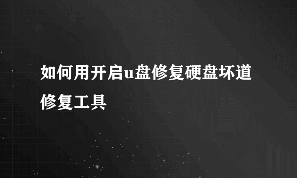 如何用开启u盘修复硬盘坏道修复工具