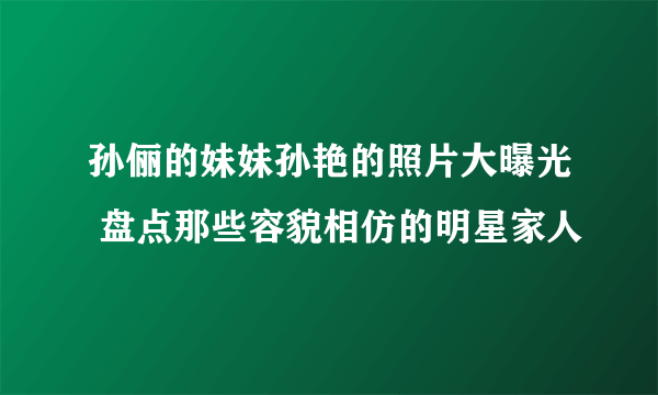 孙俪的妹妹孙艳的照片大曝光 盘点那些容貌相仿的明星家人