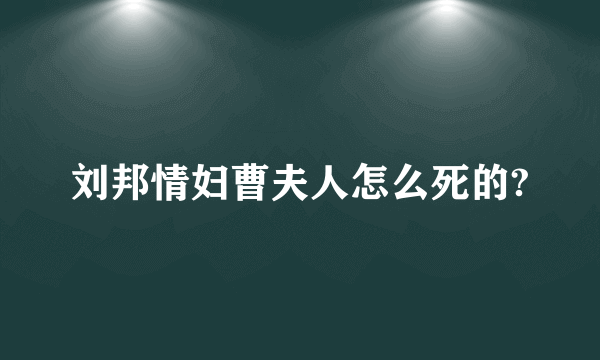 刘邦情妇曹夫人怎么死的?