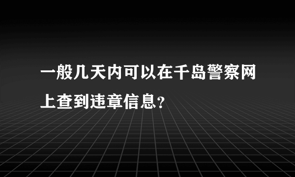 一般几天内可以在千岛警察网上查到违章信息？