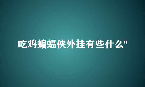 吃鸡蝙蝠侠外挂有些什么