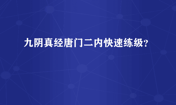 九阴真经唐门二内快速练级？