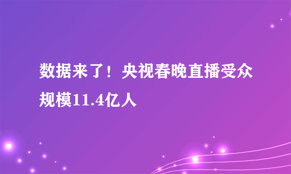 数据来了！央视春晚直播受众规模11.4亿人