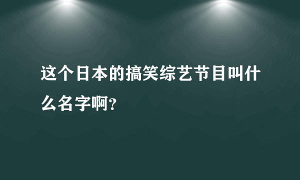 这个日本的搞笑综艺节目叫什么名字啊？