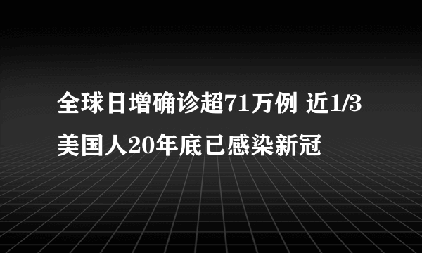 全球日增确诊超71万例 近1/3美国人20年底已感染新冠