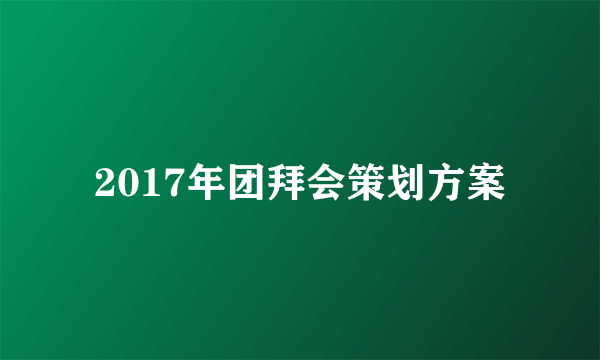 2017年团拜会策划方案