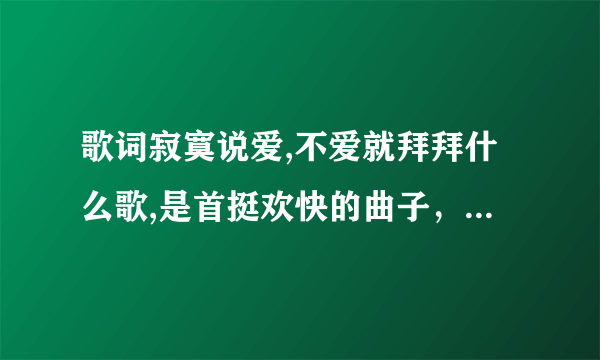 歌词寂寞说爱,不爱就拜拜什么歌,是首挺欢快的曲子，而且是个男的唱的