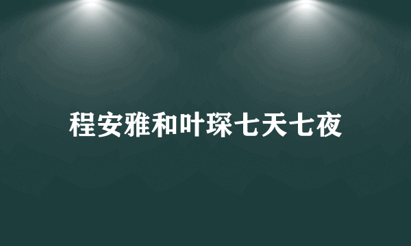 程安雅和叶琛七天七夜