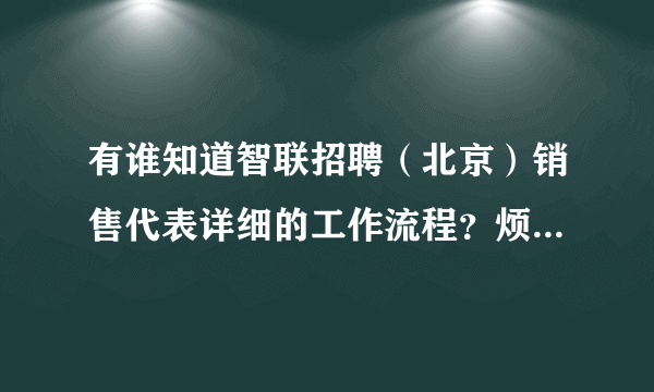 有谁知道智联招聘（北京）销售代表详细的工作流程？烦劳大家了。。