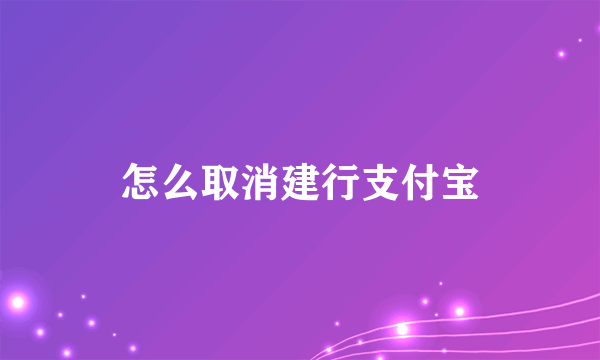 怎么取消建行支付宝