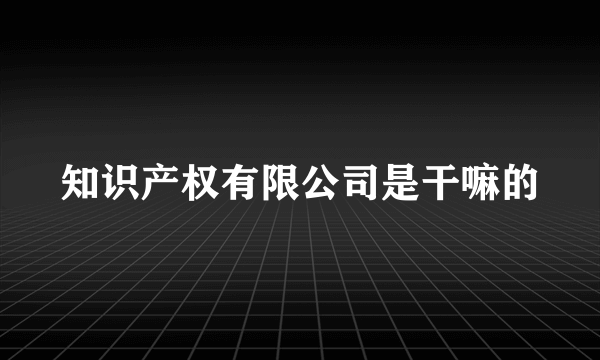 知识产权有限公司是干嘛的