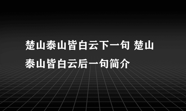 楚山泰山皆白云下一句 楚山泰山皆白云后一句简介