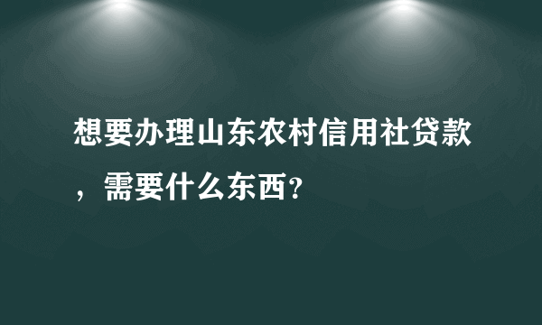 想要办理山东农村信用社贷款，需要什么东西？