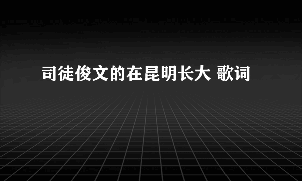 司徒俊文的在昆明长大 歌词